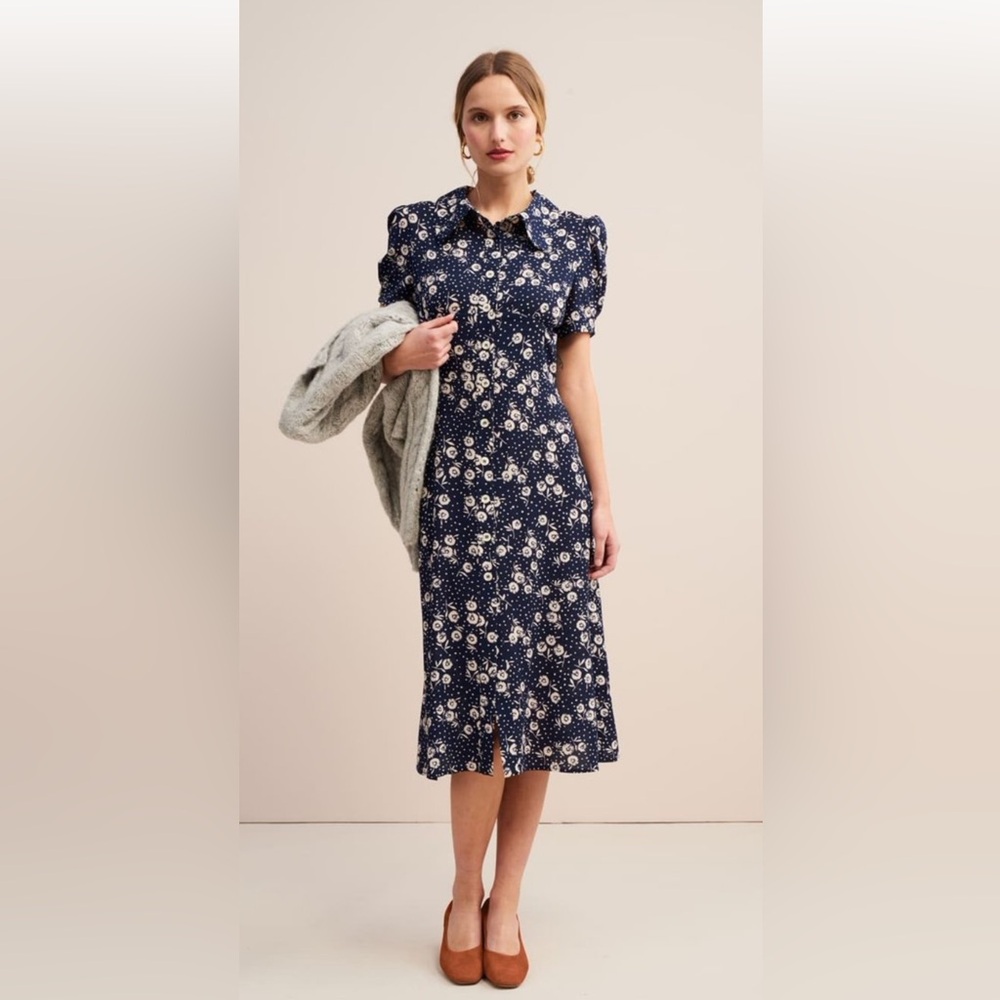 Rouje Paloma Dress in Midnight Blue Floral Dress
NWOT